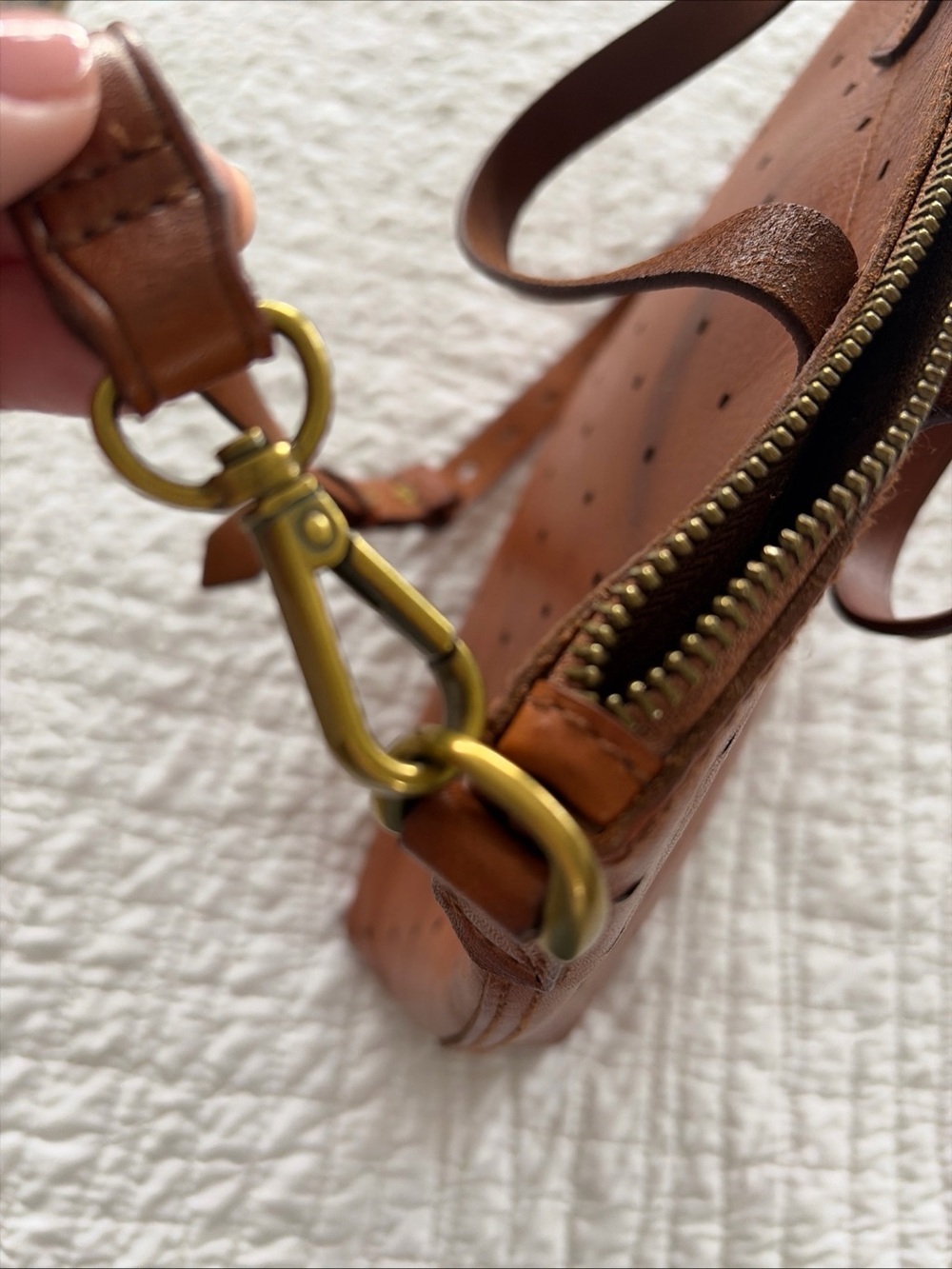 Madewell Perforated Leather Convertible Tote in Cognac - Picture 6 of 7